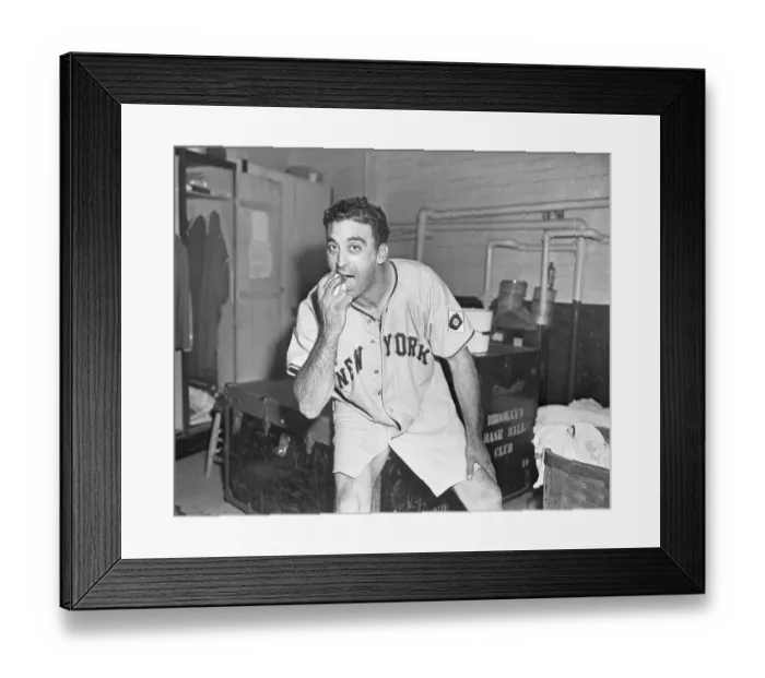 Framed Print : Sal Maglie Biting Baseball Framed Print : Sal Maglie Biting Baseball