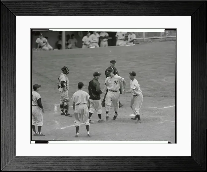 Framed Print : Mickey Mantle Being Congratulated for Homerun Framed Print : Mickey Mantle Being Congratulated for Homerun