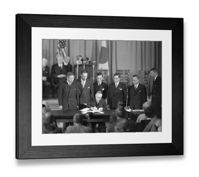 Framed Print : Japanese Prime Minister Signs Treaty