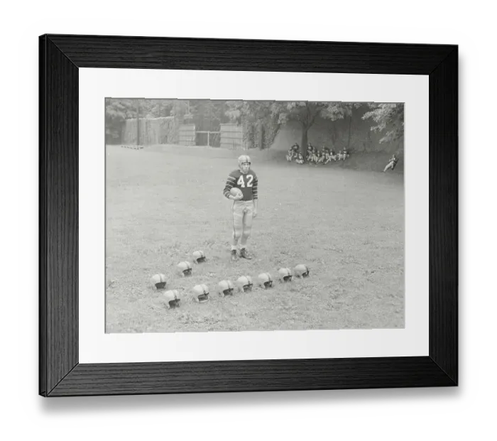 Framed Print : Football Player with Helmets Framed Print : Football Player with Helmets