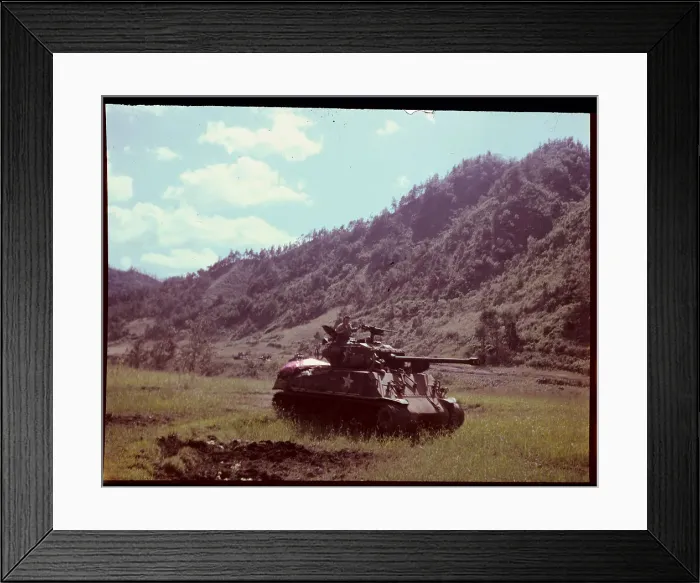 Framed Print : Tank Stationed near Hill Site Framed Print : Tank Stationed near Hill Site
