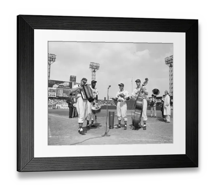 Framed Print : Ballplayers On Field Playing Music Framed Print : Ballplayers On Field Playing Music