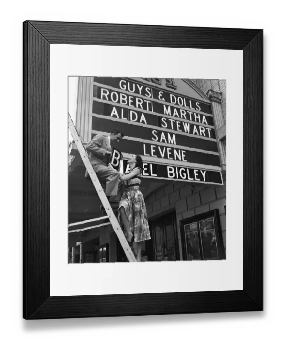 Framed Print : Actors Setting up Guys & Dolls Marquee Framed Print : Actors Setting up Guys & Dolls Marquee
