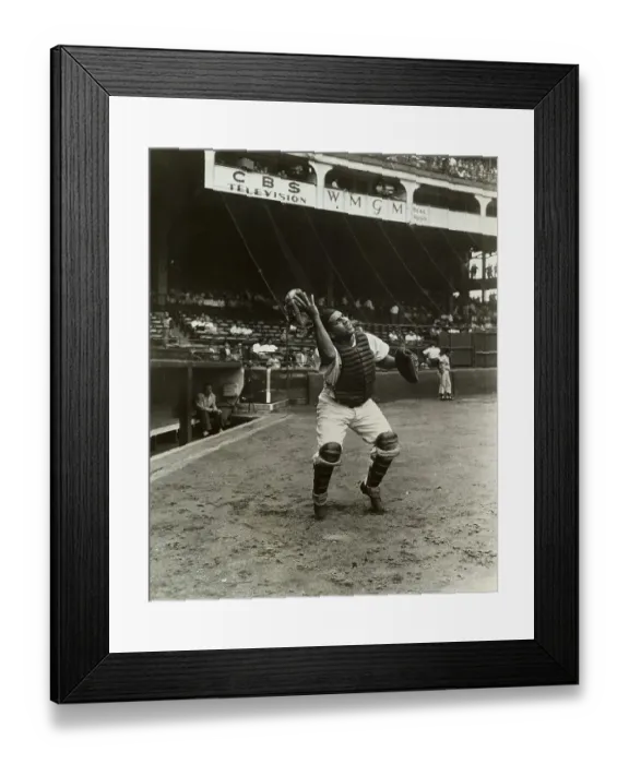 Framed Print : Catcher Roy Campanella Watches Ball During Baseball Game