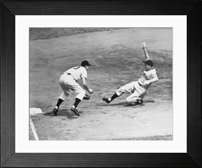 Framed Print : Bobby Thomson Getting Ralph Kiner Out at Third Framed Print : Bobby Thomson Getting Ralph Kiner Out at Third