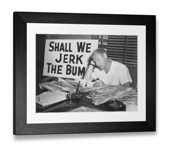 Framed Print : Baseball Owner Bill Veeck at His Desk Framed Print : Baseball Owner Bill Veeck at His Desk