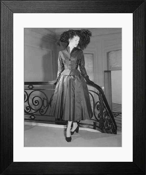 Framed Print : Woman Modelling Dior Taffeta Dinner Ensemble Framed Print : Woman Modelling Dior Taffeta Dinner Ensemble