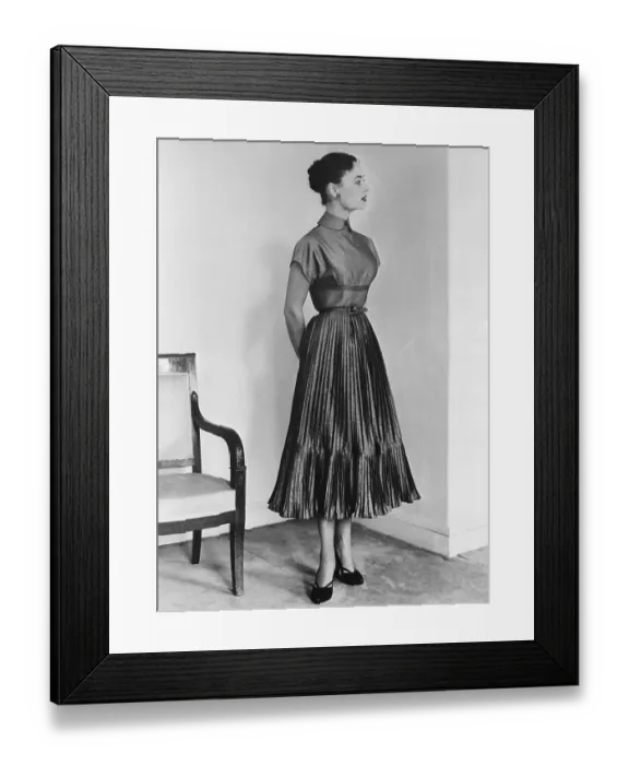Framed Print : Model Posing In 1950'S Dior Dress Framed Print : Model Posing In 1950'S Dior Dress