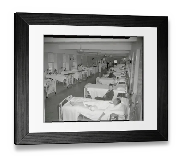 Framed Print : Patients Lying in Hospital Beds Framed Print : Patients Lying in Hospital Beds