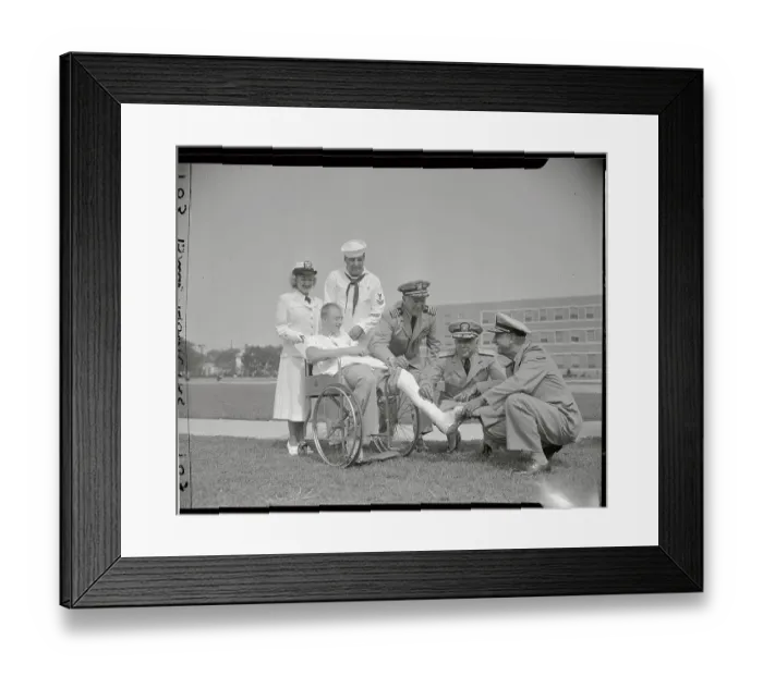 Framed Print : Military Officers with Patient in wheelchair Framed Print : Military Officers with Patient in wheelchair