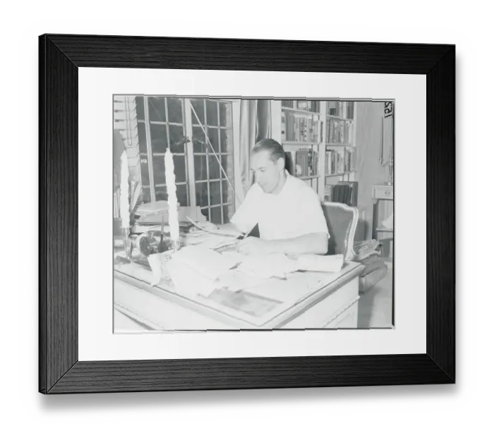 Framed Print : Bob Feller Answering Fan Mail