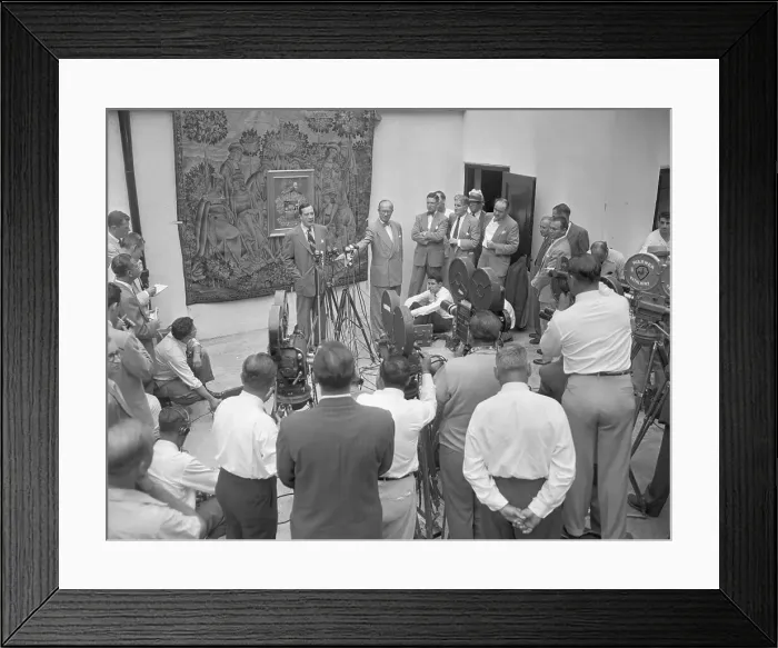 Framed Print : Earl Blaik Speaking at Press Conference Framed Print : Earl Blaik Speaking at Press Conference