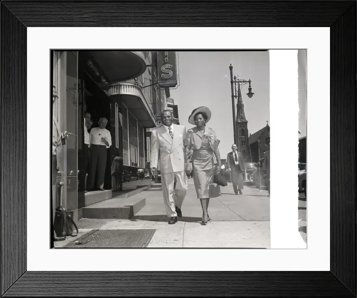 Framed Print : Joe Walcott & His Wife Stroll Down Str Framed Print : Joe Walcott & His Wife Stroll Down Str