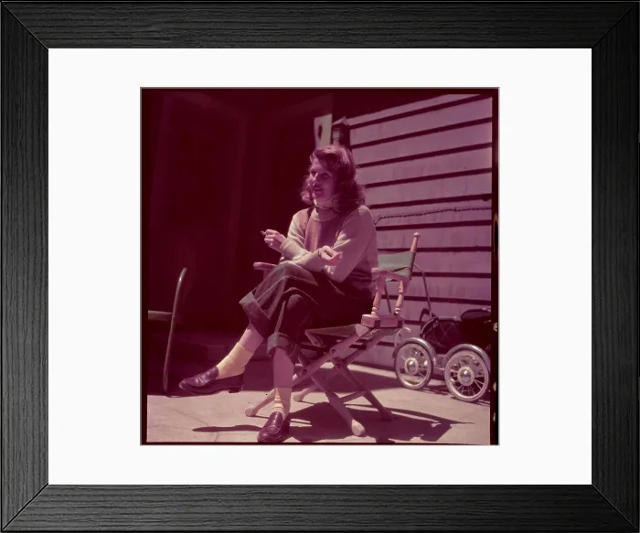 Framed Print : Rita Hayworth Sitting on Patio Framed Print : Rita Hayworth Sitting on Patio