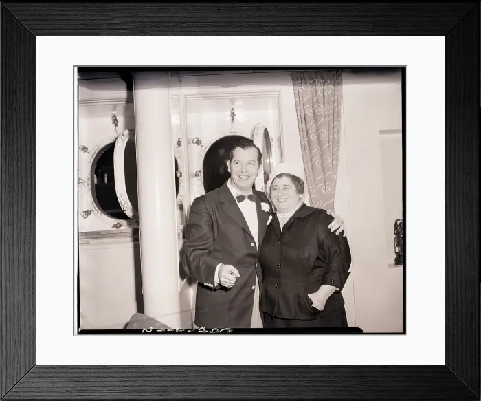 Framed Print : Milton Berle Standing with a Woman Framed Print : Milton Berle Standing with a Woman