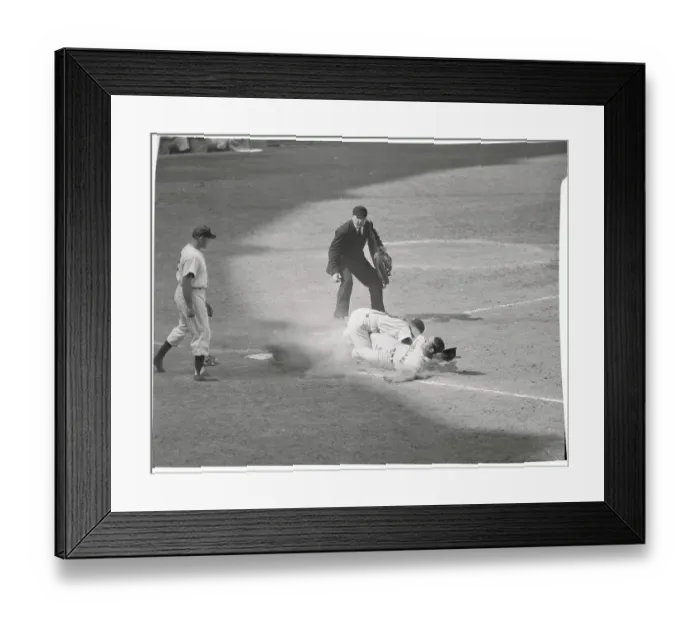 Framed Print : Yogi Berra Tagging Player Framed Print : Yogi Berra Tagging Player