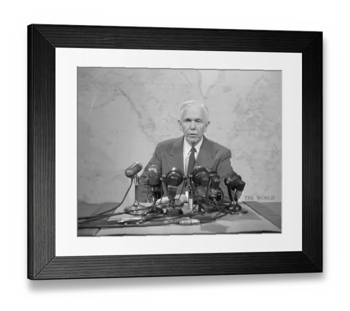 Framed Print : George C. Marshall at News Conference Framed Print : George C. Marshall at News Conference