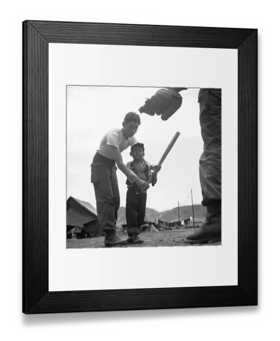 Framed Print : 24th Infantry Division's Adopted Child Al Learns Baseball Framed Print : 24th Infantry Division's Adopted Child Al Learns Baseball