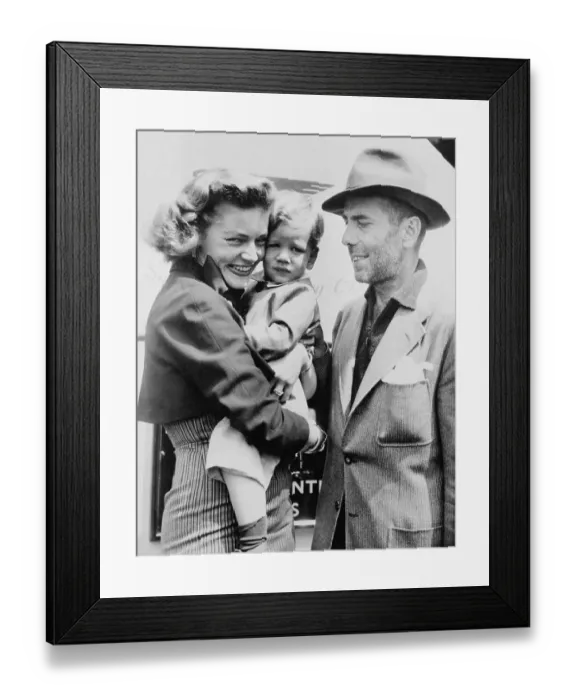 Framed Print : Humphrey Bogart and Lauren Bacall with Son