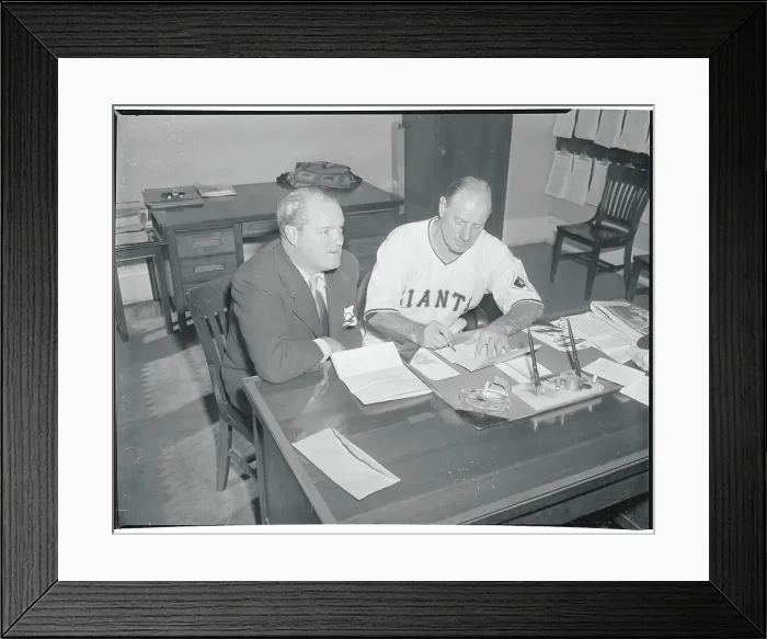 Framed Print : Leo Durocher Signign Contract