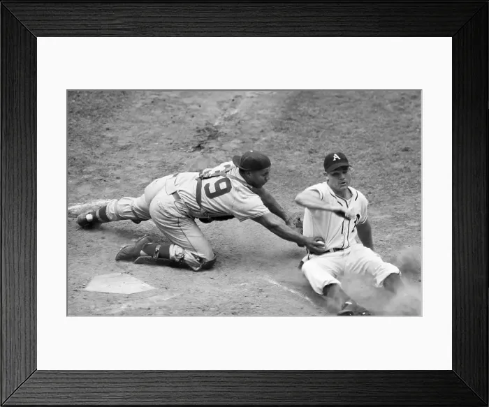 Framed Print : Roy Campanella Tagging Out Runner Framed Print : Roy Campanella Tagging Out Runner