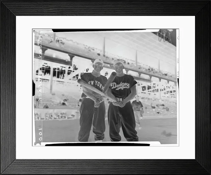 Framed Print : Alvin Dark and Pee Wee Reese Crossing Bats Framed Print : Alvin Dark and Pee Wee Reese Crossing Bats