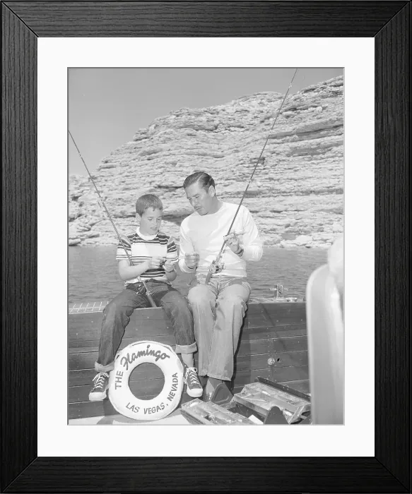 Framed Print : Errol Flynn And His Son Sean Fishing Framed Print : Errol Flynn And His Son Sean Fishing