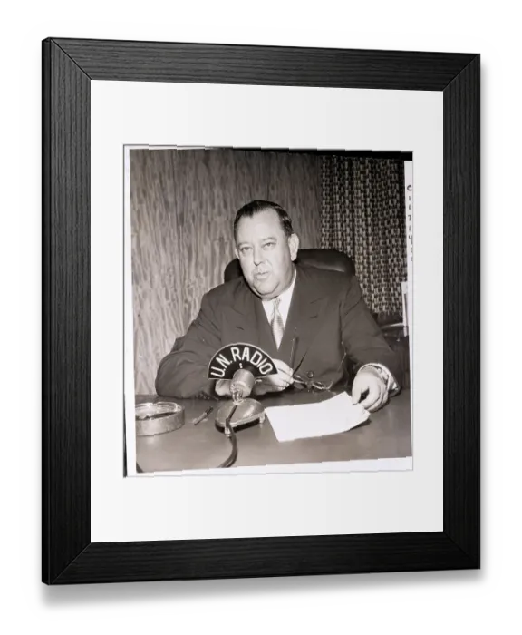 Framed Print : Trygve Lie Talking into Radio Microphone Framed Print : Trygve Lie Talking into Radio Microphone