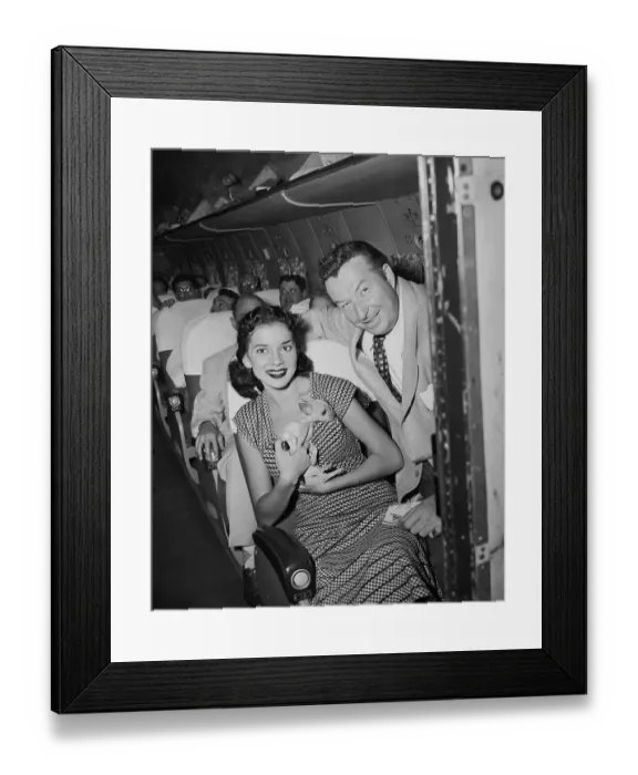 Framed Print : Xavier Cugat and Abbe Lane Aboard Airplane Framed Print : Xavier Cugat and Abbe Lane Aboard Airplane