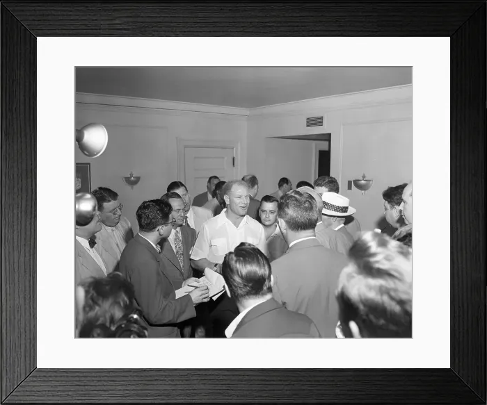Framed Print : Bill Veeck Making Business Announcement