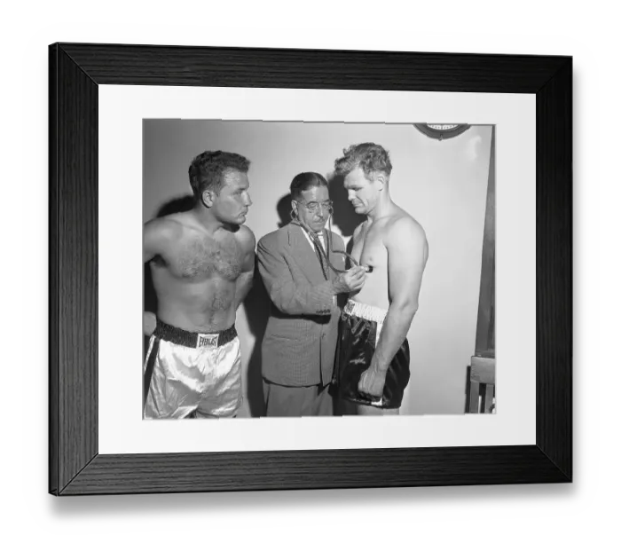 Framed Print : Jake LaMotta and Bob Murphy Receiving Checkup Framed Print : Jake LaMotta and Bob Murphy Receiving Checkup