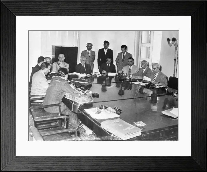 Framed Print : Mohammed Mossadegh at Table with Cabinet Framed Print : Mohammed Mossadegh at Table with Cabinet