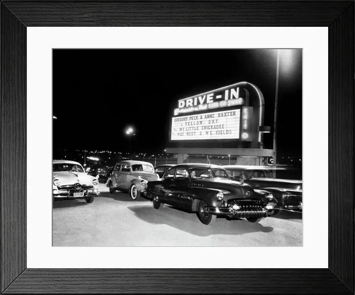 Framed Print : Cars at a Drive-In Theater Framed Print : Cars at a Drive-In Theater