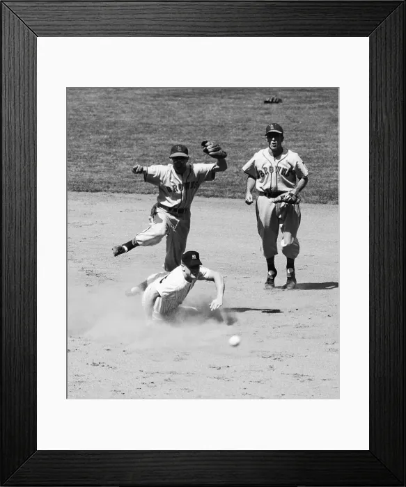 Framed Print : Mickey Mantle Sliding Into Shortstop Framed Print : Mickey Mantle Sliding Into Shortstop