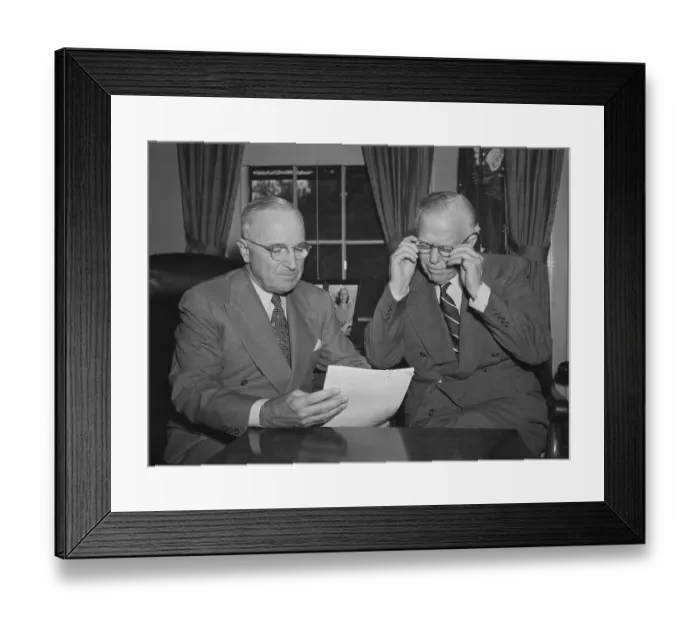 Framed Print : President Harry S. Truman with Defense Secretary George C. Marshall