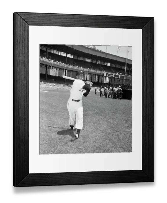 Framed Print : Willie Mays of the New York Giants Posing with Baseball Bat Framed Print : Willie Mays of the New York Giants Posing with Baseball Bat