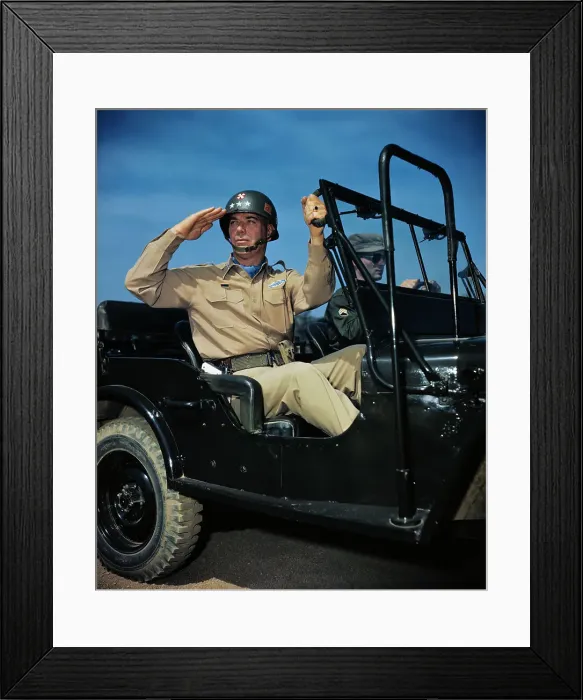 Framed Print : General James Van Fleet Riding in Jeep