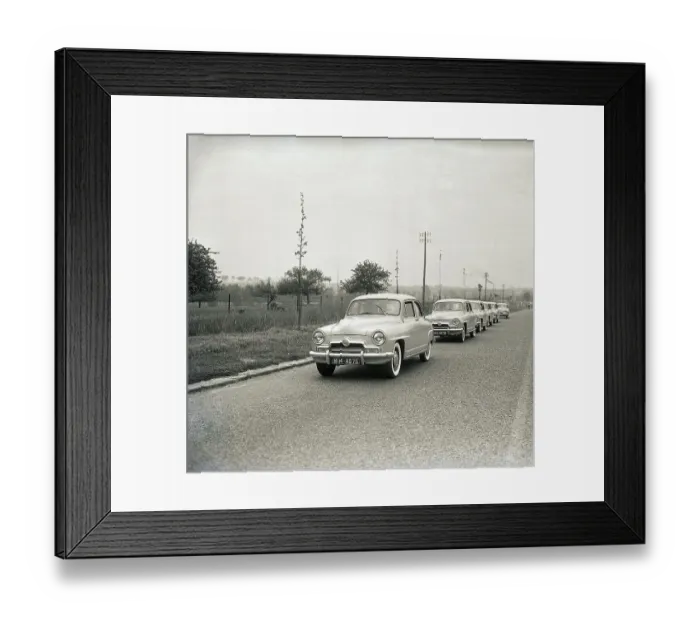 Framed Print : Row of 1951 Simca 9 Aronde Sedans Framed Print : Row of 1951 Simca 9 Aronde Sedans