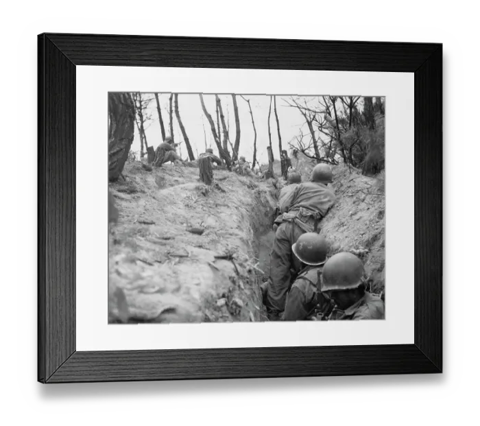 Framed Print : Puerto Rican Soldiers in a Trench During Korean War Framed Print : Puerto Rican Soldiers in a Trench During Korean War