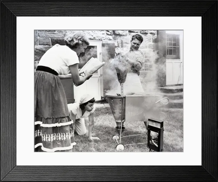 Framed Print : Friends Start a Barbecue Grill