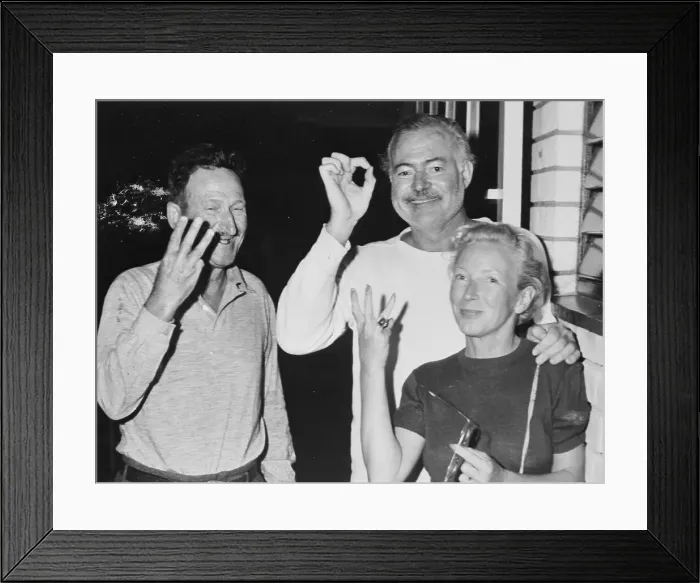 Framed Print : Mr. and Mrs. Ernest Hemingway Posing with Taylor Williams Framed Print : Mr. and Mrs. Ernest Hemingway Posing with Taylor Williams