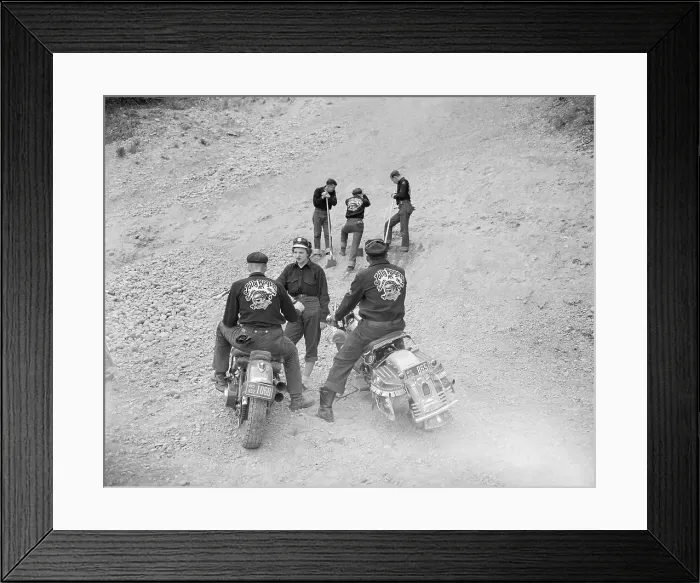 Framed Print : Motorcycle Club Preparing Hill For Race Framed Print : Motorcycle Club Preparing Hill For Race