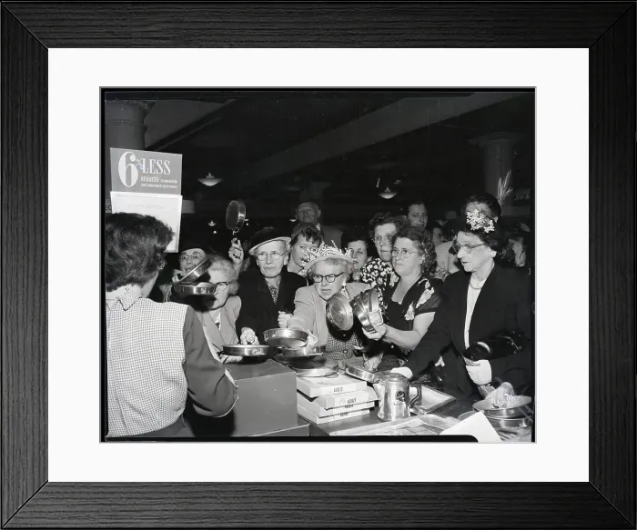 Framed Print : Women Scrambling For Pots And Pans Framed Print : Women Scrambling For Pots And Pans