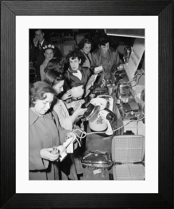 Framed Print : Women Looking at Bargains at Gimbels Framed Print : Women Looking at Bargains at Gimbels