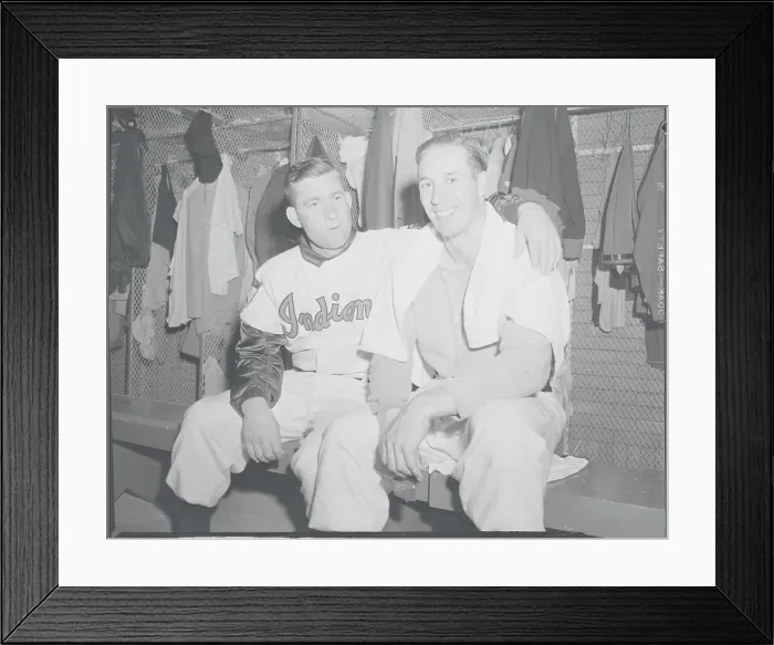 Framed Print : Baseball Teammates Bob Lemon and Bob Feller in Dressing Room Framed Print : Baseball Teammates Bob Lemon and Bob Feller in Dressing Room