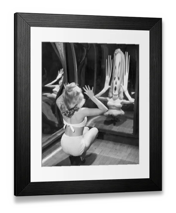 Framed Print : Canda Loden's Reflection in Funhouse Mirror