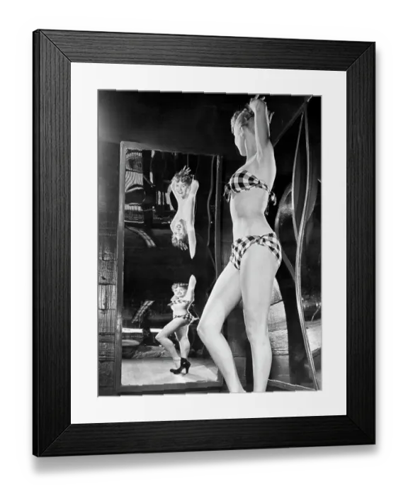 Framed Print : Shapely Woman In Funhouse Mirror Framed Print : Shapely Woman In Funhouse Mirror