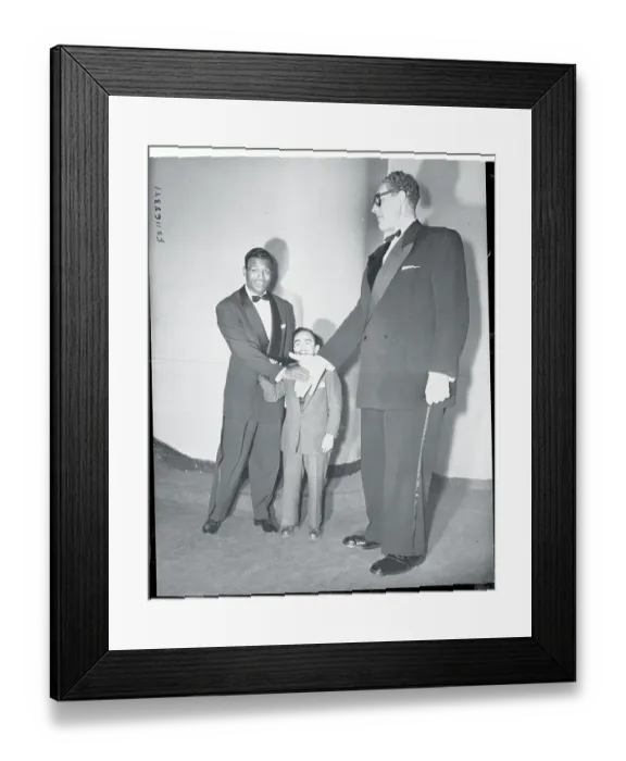 Framed Print : Sugar Ray Robinson Shaking Hands with Mascot Looking On Framed Print : Sugar Ray Robinson Shaking Hands with Mascot Looking On