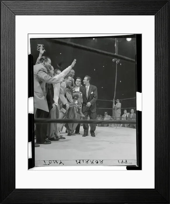 Framed Print : Kid Gavilan Celebrating Boxing Victory at Ring Corner