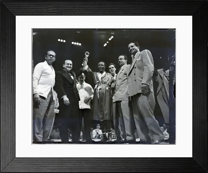 Framed Print : Announcer Raises Kid Gavilan's Arm Framed Print : Announcer Raises Kid Gavilan's Arm